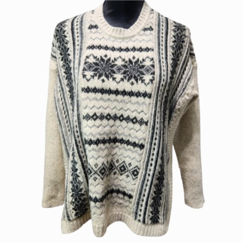 CABI Snowflake Holiday Cottagecore Knit Pullover Sweater (XS, fits big)